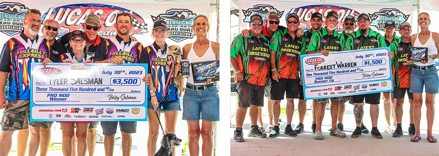 Left - Tyler Salsman and his “Hillbilly Express” teammates celebrated the Pro Mod victory. Right - Forrest Warren and team waded through the seven-boat field of Pro Modified race teams from the number six qualifying spot to secure the Runner-up finish in the class.