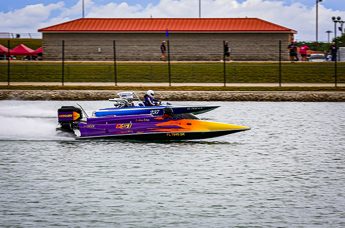 In the round one matchup between the number seven and eight qualifiers, Jenna Schmidt (far lane) and Kilea Ann Kleckner, Jenna paired a stellar .098 reaction time with an equally impressive 8.025-second elapsed time to advance automatically over Kilea, who ran a too-quick 7.963-second ET while trying to catch Jenna at the top end of the track.