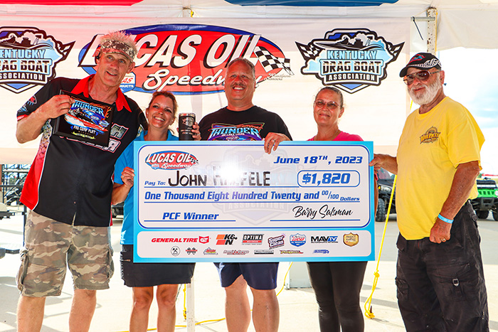 John Haefele and team took to the winner’s circle after securing the Pro Comp Flat victory with a .022 reaction time and 6.794-second elapsed time in the final.