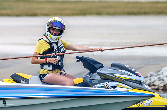 Addysyn Leas, looking relaxed and ready to take on her competition while waiting on the starting line for her turn to run.