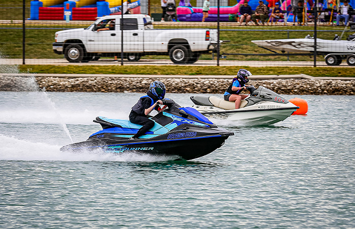 In the round one matchup between Graydon Parham and Patience Butler (far lane), Patience was off the line first, but Graydon ran closer to his dial-in and was able to drive around for the win. 