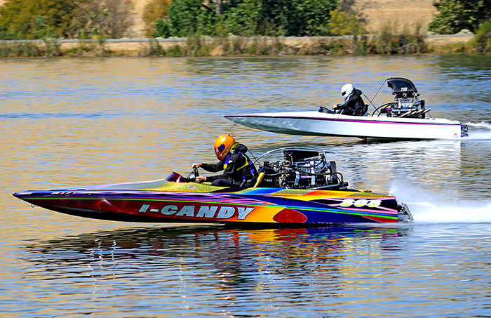 Saturday's qualifying round in the Pro Comp Flat class. Brien Dunn (near lane) in “I-Candy” against Ben Wurster (far lane) in “Pound Foolish”.
