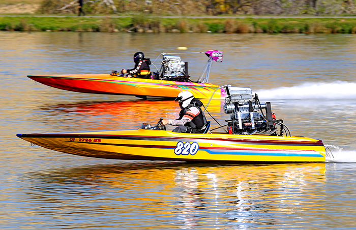 Sean Giroux (near lane) was able to drive around Jason Silva for the BGF round one win.