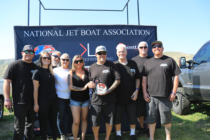 Chris Irick and owner, Joe Irick, celebrated the Pro Outlaw victory with their “Final Outlaw” team.