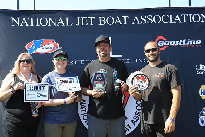 Ken Petrovich and his “Orion” teammates celebrated the Quick Eliminator victory at the NJBA season opener.