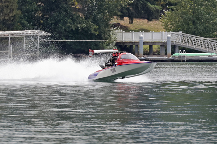 Tony Dunlap working on getting the "Flat American" down the track.